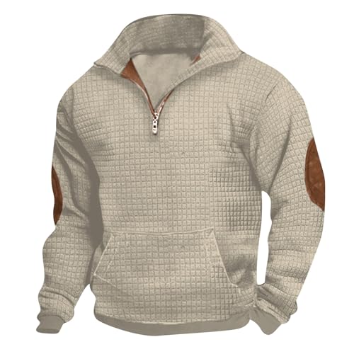 Herren Arbeitspullover 1/4 Zip Up Patchwork Arbeitspullover Cord Klassischer Pullis Half Zip Pullover Winter Ohne Kapuze Hoodie Langarm Stehkragen Casual Warm Winterpullover Poloshirt Sweatshirts von LCpddajlspig
