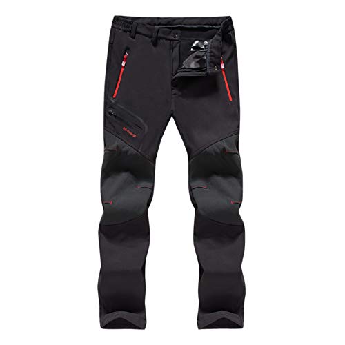 Herren Skihose Winddicht Atmungsaktiv Stretch Lang Softshellhose Hosenträger Wasserdicht Ski Thermohose Gefüttert mit Gummibund Latzhose Snowboardhose Winter 4Xl Schwarz Outdoorhose Schneehose von LCpddajlspig