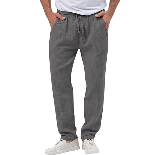 Jogginghose Herren, Regular Fit Lang Elastische Taille Freizeithose Casual Vintage mit Kordelzug Sporthose mit Taschen Baumwolle Baumwolle Chino Hose Cargo Hose Bermuda Cargohose Gym Hose von LCpddajlspig