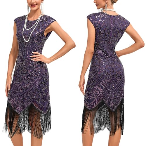 LCpddajlspig 1920s Kleid Damen Flapper Charleston Kleid Gatsby Pailletten Cocktail Abschlussballkleid Party Kostüm Kleid von LCpddajlspig