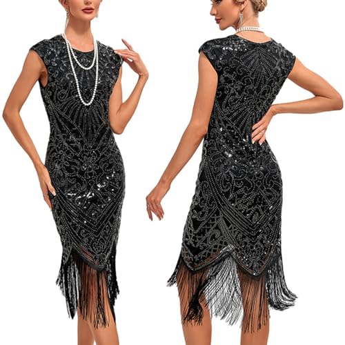 LCpddajlspig 1920s Kleid Damen Flapper Charleston Kleid Gatsby Pailletten Cocktail Abschlussballkleid Party Kostüm Kleid von LCpddajlspig