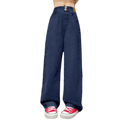 LCpddajlspig Baggy Jeans Mädchen: High Waist Jeanshose Wide Leg Hose Kinder Hosen Mit Gummizug Breite Y2k Pants Weites Bein Kleidung Teenager Stretch Kinderkleidung 5-14 Jahre von LCpddajlspig