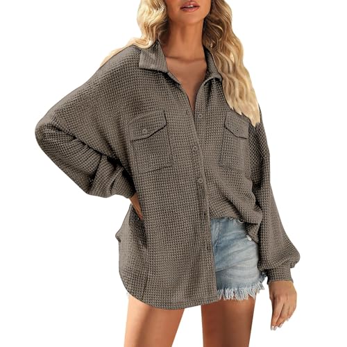 LCpddajlspig Bluse Damen, Lässig mit Tasche Langarmshirt Elegant Lang Einfarbig Oberteile Leinenhemd mit Stehkragen Hemdbluse Lange Ärmel V-Ausschnitt Lässiges Hemd Musselin Bluse LCpddajlspig Bluse Damen, Lässig mit Tasche Langarmshirt Elegant Lang Einfarbig Oberteile Leinenhemd mit Stehkragen Hemdbluse Lange Ärmel V-Ausschnitt Lässiges Hemd Musselin Bluse von LCpddajlspig