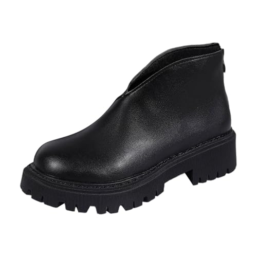 LCpddajlspig Damen Stiefeletten Schwarz, Stiefeletten Damen Mit Absatz, Stiefelette Damenstiefel Leder Ankle Boots Stiefel Weiter Schaft Chelsea Damenstiefeletten Plateau Lederstiefel von LCpddajlspig