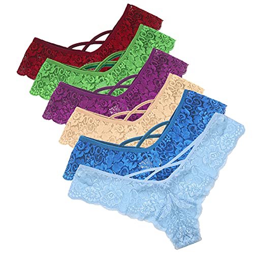 LCpddajlspig Damen String Tanga Mehrpack Übergrössen Spitze 4er Pack Bequem Brazilian Hipster Unsichtbarer Slip Große Größen Transparent Tangas String von LCpddajlspig