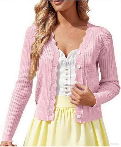 LCpddajlspig Dirndl Jacke, Strickjacke Damen Kurz Trachtenjacke Dirndl Jacke Cardigan Trachtenweste Leicht Bolero Jäckchen Trachten Strickjacken Kurze Blusenjacke Strickweste Für Oktoberfest Rosa S von LCpddajlspig