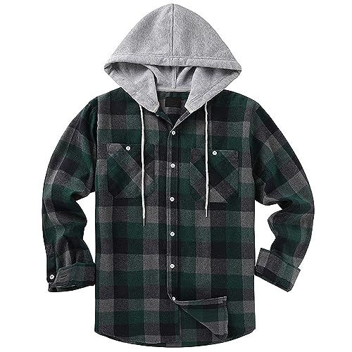 LCpddajlspig Flanellhemd Herren Kariert, Fleecefutter Slim Fit Kariertes Hemd Baumwolle Kariert Oktoberfest Trachtenhemd Hemden Langarm Lose Button Gefüttert Freizeithemden Jagdbekleidung Karohemd von LCpddajlspig