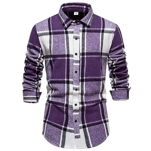 LCpddajlspig Flanellhemd Herren Kariert Fleecefutter Gefüttert Freizeithemden Button Oktoberfest Kariert Winterjacke Kariertes Hemd Baumwolle Lose Langarm Karohemd Winter Slim Fit Trachtenhemd Hemden von LCpddajlspig