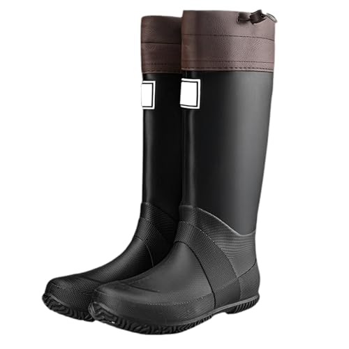 LCpddajlspig Gummistiefel Herren Extra Weit Regenstiefel Weitschaft Stiefel Gartenstiefel rutschfeste Angelstiefel Gummischuhe Waterproof Regenschuhe Boots Leder von LCpddajlspig