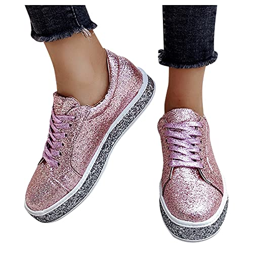 LCpddajlspig Halbschuhe Damen Elegant Pailletten Flache Rutschfest Elegant Leicht Mesh Plateau Fitness Sommerschuhe Sportschuhe Laufschuhe Sneaker freizeitschuhe von LCpddajlspig