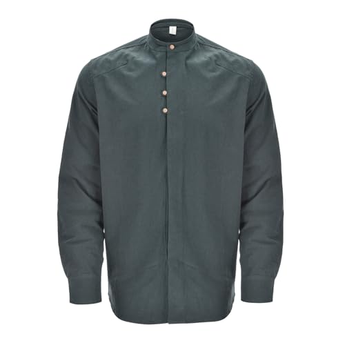 LCpddajlspig Japanisches Stil Hemd für Männer Einfarbig Herren Lässige Atmungsaktive Klassische Tops Stehkragen Slim Fit Leinen Baumwolle Hemd Freizeithemden von LCpddajlspig