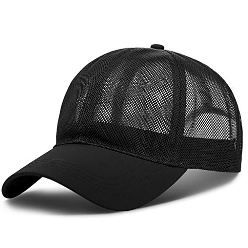 LCpddajlspig Kappe Herren Schwarz Netz BaseballSonnenmütze Sommerhut Schirmmütze Waschbar Basecap Uv Schutz Unisex Klettverschluss Baseballcap Sonnenhut Verstellbar Atmungsaktiv Schirmmütze Cap Kappe von LCpddajlspig