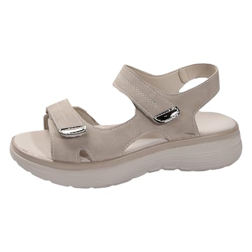 LCpddajlspig Orthopädische Sandalen Damen, Sommerschuhe Damen, Sommerschuhe Breite Füße Sommer Schuhe Plateau Sandals Women Offene Sandaletten Weite H Trekkingsandalen Damensandalen Grau 36 von LCpddajlspig