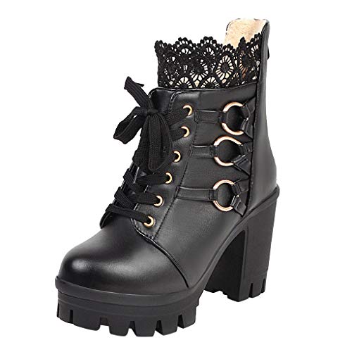 LCpddajlspig Schwarze Stiefeletten Damen, Stiefeletten Damen, Lederstiefel Stiefel Weiter Schaft Chelsea Stiefelette Damenstiefel Leder Ankle Boots Plateau Damenstiefeletten von LCpddajlspig