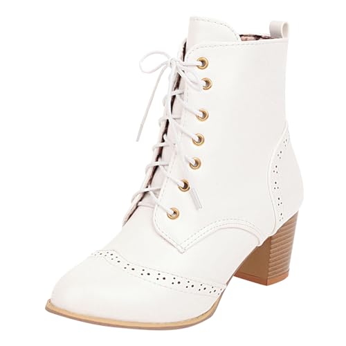 LCpddajlspig Stiefel Damen Mit Absatz, Stiefeletten Damen, Lederstiefel Damenstiefel Plateau Stiefelette Ankle Boots Leder Damenstiefeletten Chelsea Stiefel Weiter Schaft von LCpddajlspig