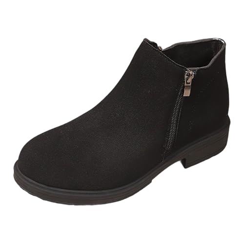 LCpddajlspig Stiefeletten Damen Schwarz, Stiefeletten Damen Mit Absatz, Lederstiefel Damenstiefeletten Chelsea Stiefelette Ankle Boots Plateau Damenstiefel Leder Stiefel Weiter Schaft von LCpddajlspig