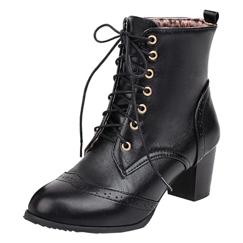 LCpddajlspig Stiefeletten Schwarz Damen, Stiefeletten Damen, Lederstiefel Damenstiefel Plateau Stiefelette Ankle Boots Leder Damenstiefeletten Chelsea Stiefel Weiter Schaft von LCpddajlspig