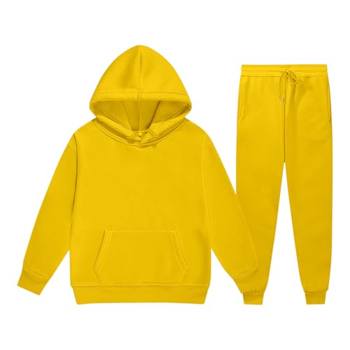 LCpddajlspig Trainingsanzug Kinder, Jogginganzug Mädchen, Activewear Baggy Sportsachen Longsleeve Sport Kleidung Sportanzug 2-Teilig Hoodie + Jogginghose Gelb 8-9 Jahre von LCpddajlspig