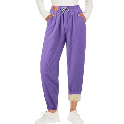 LCpddajlspig Verdickte Lässige Warme Fleece-Jogginghose Lange Kordelzug Gym Fleece Sporthose Winter Kuschelhose High Waist mit 2 Taschen Gefütterte Thermohose Fleecehose Trainingshose von LCpddajlspig