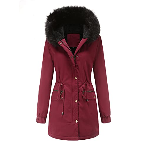 LCpddajlspig Winterjacke Damen Warm, mit Teddyfell Elegant Lang Steppmantel Gefüttert Winddicht Schwarz Winterparka 3 In 1 Steppmantel Abnehmbarer Fellkapuze Wintermantel Parka Jacke Mantel von LCpddajlspig