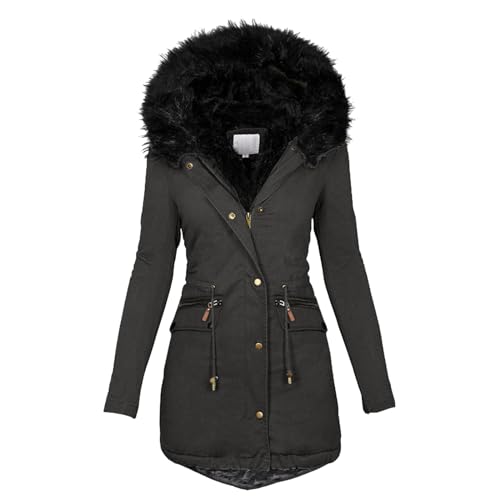 LCpddajlspig Winterjacke Damen Warm, mit Teddyfell Elegant Lang Steppmantel Gefüttert Winddicht Schwarz Winterparka 3 In 1 Steppmantel Abnehmbarer Fellkapuze Wintermantel Parka Jacke Mantel LCpddajlspig Winterjacke Damen Warm, mit Teddyfell Elegant Lang Steppmantel Gefüttert Winddicht Schwarz Winterparka 3 In 1 Steppmantel Abnehmbarer Fellkapuze Wintermantel Parka Jacke Mantel von LCpddajlspig