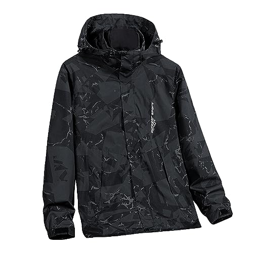 LCpddajlspig Winterjacke Herren 4Xl, Schwarz Wasserdicht mit Abnehmbarer Kapuze Outdoorjacke Winter Gefüttert Warm Oberteil Snowboardjacke 5xl Atmungsaktiv Winddichte Outdoor Skijacke Funktionsjacke von LCpddajlspig