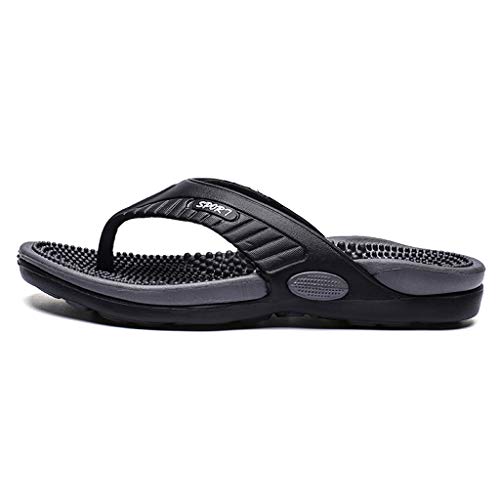 LCpddajlspig Zehentrenner Herren Leder Braun Rutschfest Sommer Sommerschuhe Lässig Gepolstert Slides Sandalen Gummi Plattform Wasserfest Badelatschen Pantoffeln Verstellbar Flip Flops Strandschuhe von LCpddajlspig