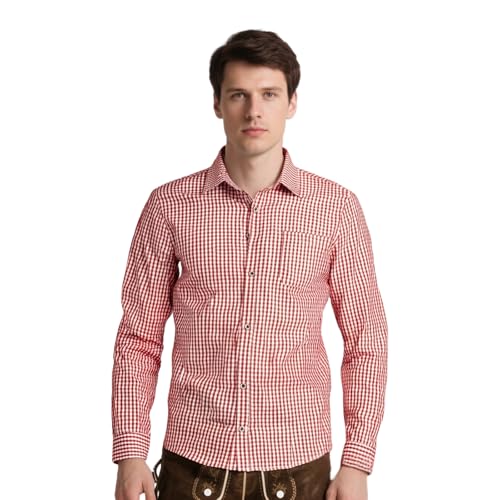 Trachtenhemd Herren, Oktoberfest Hemd Herren Langarm Kariertes Hemd Trachten Hemden Tracht Trachtenhemden Kariert Karohemd Mit Brusttasche Oktoberfest Outfit Für Männer Große Größe S-3XL Grün 3XL von LCpddajlspig