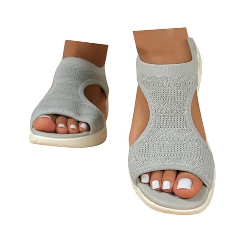 LCpddajlspig Orthopädische Sandalen Damen,Waschbare Slingback Mit Weiches Fussbett Sommerschuhe Riemchensandalen Sandaletten Bequem Breite füße Leichte Barfuß Sandalen Flache Strick Mesh Strandschuhe von LCpddajlspig
