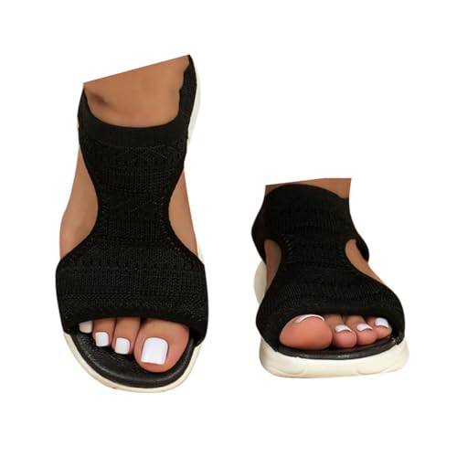 Sandalen Damen, Orthopädische Sandalen Damen, Waschbare Slingback Mit Weiches Fussbett Sommerschuhe Riemchensandalen Sandaletten Bequem Breite füße Leichte Barfuß Flache Strick Strandschuhe von LCpddajlspig