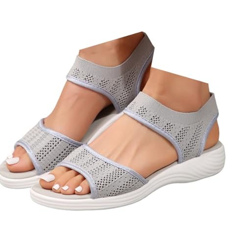 Orthopädische Sandalen Damen,Waschbare Slingback Mit Weiches Fussbett Sandalen Sommerschuhe Riemchensandalen Sandaletten Bequem Breite füße Leichte Barfuß Sandalen Flache Strick Mesh Strandschuhe von LCpddajlspig