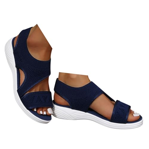 Orthopädische Sandalen Damen,Waschbare Slingback Mit Weiches Fussbett Sandalen Sommerschuhe Riemchensandalen Sandaletten Bequem Breite füße Leichte Barfuß Sandalen Flache Strick Mesh Strandschuhe von LCpddajlspig
