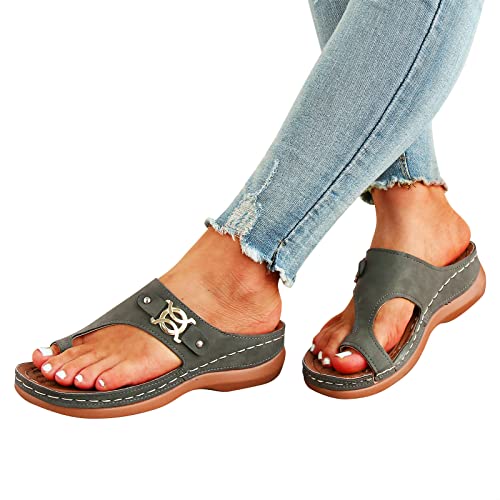 Orthopädische Sandalen Damen Sommer Slide Keilsandale Duschlatschen Wasserfest Rutschfest Strandschuhe Criss Cross Elegant Zehentrenner Pantoffeln Keilabsatz Open Toe Badeschlappen Pantoletten von LCpddajlspig