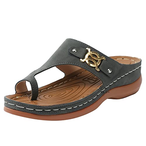 Orthopädische Sandalen Damen Sommer Slide Keilsandale Duschlatschen Wasserfest Rutschfest Strandschuhe Criss Cross Elegant Zehentrenner Pantoffeln Keilabsatz Open Toe Badeschlappen Pantoletten von LCpddajlspig