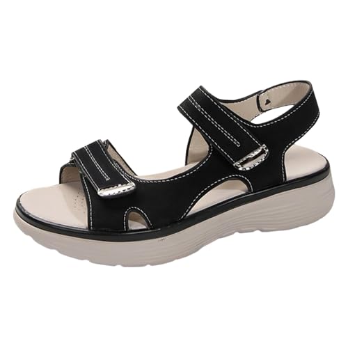 Orthopädische Schuhe Damen, Orthopädische Sandalen Damen, Sommerschuhe Breite Füße Sommer Schuhe Plateau Sandals Women Offene Sandaletten Weite H Trekkingsandalen Damensandalen Schwarz 39 von LCpddajlspig