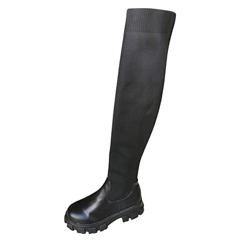 Overknees-Stiefel-Damen-Braun, Overknees Stiefel Damen Stiefel Für Dicke Waden Hohe Stiefel Weiter-Schaft Thigh High-Boots Lange Stiefel Schwarz Langschaftstiefel Weitschaftstiefel Winterstiefel von LCpddajlspig