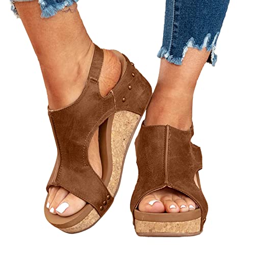 LCpddajlspig Pantoletten Damen Sommer Sandalen Römersandalen Slide Badelatschen mit Absatz Flache Damenschuhe Strandschuhe Elegant Sommerschuhe Keilabsatz Keilsandalen Sommer Sandalen von LCpddajlspig