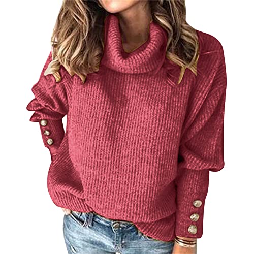 Pullover Damen Langarm Strickpullover Pulli Winterpullover Baumwolle Sweater Longpullover Elegant Warm Outwear Lose Sweatshirt Oberteile Oversize Tunikapullover Hoodie Tunika Tops Langarmshirt von LCpddajlspig