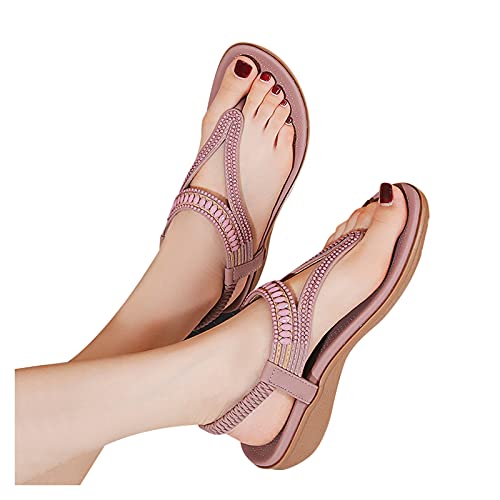 Sandalen Damen Leichte Breite Füße Orthopädische Sandaletten Weiche Peep Toe Sommer Flach Bequeme mit Fußgewölbestütze Keilabsatz Zehentrenner Strandschuhe Rutschfest Sommerschuhe Pantoffeln von LCpddajlspig