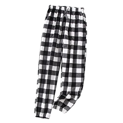 Schlafanzughosen Für Herren Flanell Kariert Stretch Kuschelhose Relaxed Kordelzug Schlafanzughose Baumwolle mit Taschen Haushose Schlafhose Lang Warm Pyjamahose Karierte Hose Freizeithose von LCpddajlspig