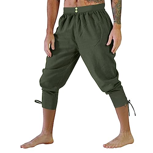 Schlossfest Kleidung Herren, Cosplay Steampunk mit Taschen Schnürhose Piratenhose Vintage Renaissance Freizeithose Kniebundhose Schnürung Wikinger Mittelalter Hose Lang Mittelalterhose Gothic Hose von LCpddajlspig