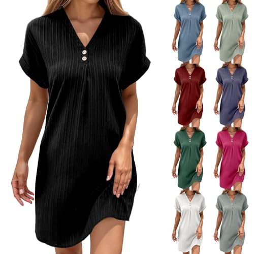 Sommerkleid Damen Lang, Musselin Kleid Damen Sommerkleid Kurzarm Midikleid Strandkleid Wickelkleid Luftige Kleider Sommer Knielang Musselinkleid Strandkleider Strand Kleider Große Größe Schwarz M Sommerkleid Damen Lang, Musselin Kleid Damen Sommerkleid Kurzarm Midikleid Strandkleid Wickelkleid Luftige Kleider Sommer Knielang Musselinkleid Strandkleider Strand Kleider Große Größe Schwarz M von LCpddajlspig