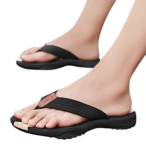 Sommerschuhe Herren Sandalen Gr.49-50 Outdoor Beach Comfy Flip Flops Slides Unisex Lässig Gummi Gepolstert Wasserfest Badelatschen Leder Rutschfest Pantoffeln Verstellbar Strandschuhe Zehentrenner von LCpddajlspig