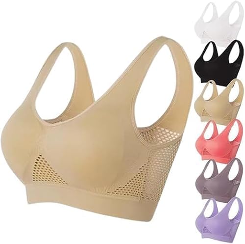 Sport-Bhs für Damen Große Größen Komfort Bustier Atmungsaktiver Ohne Bügel Bralette Push Up Yoga Bh 2024 New Gepolstert Tshirt Bh Fitness Cooling Bra Seamless Stretch Underwear Klassische Lace Bh von LCpddajlspig