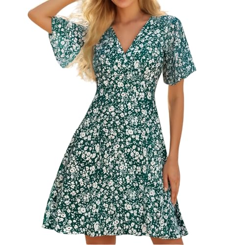 Strandkleid Damen, Sommerkleid Damen Lang Bohokleid Tunika Kleid Sommer Blumenkleid Boho Sommerkleider Wickelkleid a Linie Strandkleid Maxikleid V-Ausschnitt Freizeitkleid Grün XL Strandkleid Damen, Sommerkleid Damen Lang Bohokleid Tunika Kleid Sommer Blumenkleid Boho Sommerkleider Wickelkleid a Linie Strandkleid Maxikleid V-Ausschnitt Freizeitkleid Grün XL von LCpddajlspig