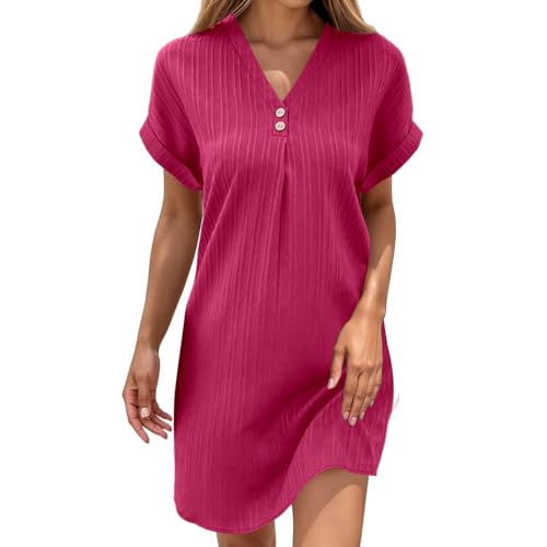 Strandkleider Damen Sommer, Musselin Kleid Damen Sommerkleid Kurzarm Midikleid Strandkleid Wickelkleid Luftige Kleider Sommer Knielang Musselinkleid Strandkleider Strand Kleider Große Größe Roter XXL Strandkleider Damen Sommer, Musselin Kleid Damen Sommerkleid Kurzarm Midikleid Strandkleid Wickelkleid Luftige Kleider Sommer Knielang Musselinkleid Strandkleider Strand Kleider Große Größe Roter XXL von LCpddajlspig