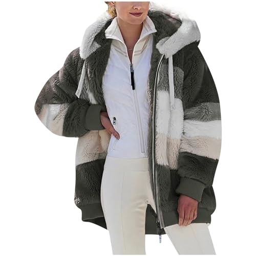 Teddyjacke Damen Mit Kapuze: Teddyfleece Jacke Damen Teddy Fleecejacke Übergangsjacke Sweatjacke Outdoor Freizeitjacke Langarm Teddy Jacke Casual Warme Kapuzenjacke Oversized Jacket Freizeit von LCpddajlspig
