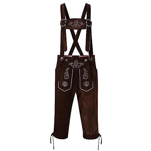 Trachtenhose Damen Tracht Trägern mit Hosenträger Lederhose Jungen Oktoberfest Gürtel Trachtenjeans Trachtenlederhosen Knopf Hellbraun Trachtenset Tracht Kurz Trachtenmode von LCpddajlspig