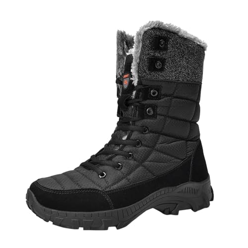 Trekkingschuhe Herren Wasserdicht, Gefüttert Schwarz Softshell Vamp Wanderstiefel Kurzschaft Outdoor Rutschfest Schneestiefel Herbst Warm Outdoor Schuhe Winterboots Winterstiefel Stiefel Schneeboots von LCpddajlspig