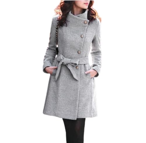 Trenchcoat Damen Schwarz Lang Große Größen Winddichter Jacke Verstellbare Longsleeve Business Übergangsmantel Mantel Einfarbige Zweireihiger Umlegekragen Herbst Elegant Damenmäntel Arbeitsjacke von LCpddajlspig